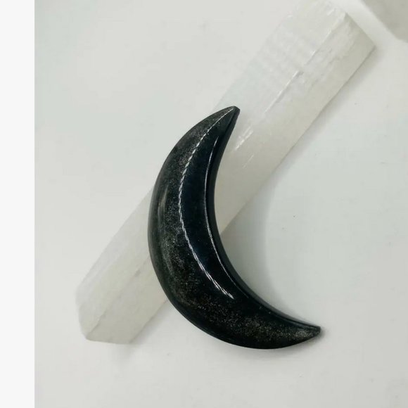 Silver Sheen Obsidian Moon Crystal - Picture 3 of 3